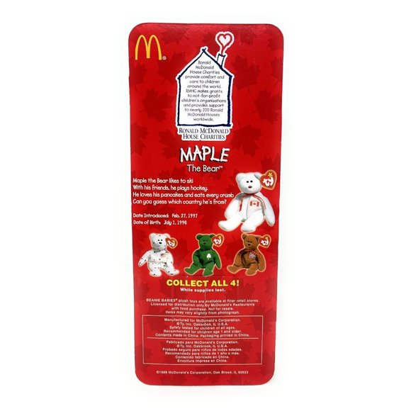 Maple the Bear McDonalds TY Beanie Babies Rare 1993 Oakbrook error - Picture 2 of 5